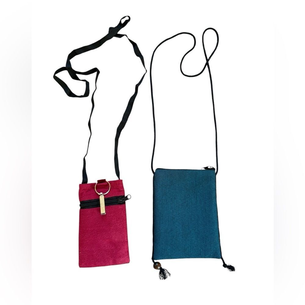 Elephant India Style Cloth Purse Handbag Set Of 2 Red and Teal - Picture 2 of 10